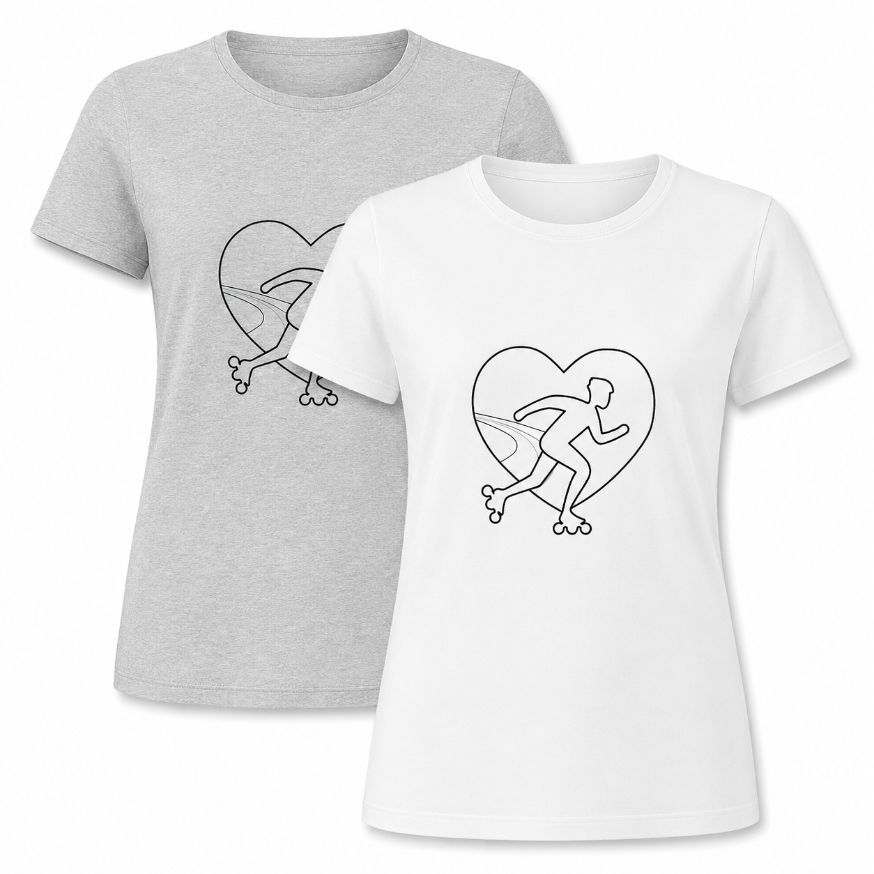 T-shirt femme - Logo poitrine - Blanc/Gris