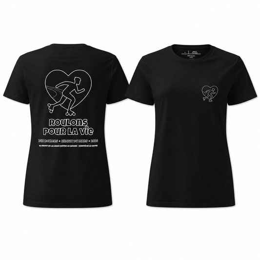 T-shirt femme noir - Logo coeur et dos